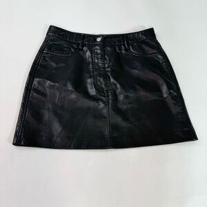 Wilfred Mini Skirt Womens 10 Faux Leather Black 90s Y2k Button Pockets